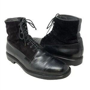 To Boot New York Burkett Black Suede & Leather Lace Up Cap Toe Boots - Size 11